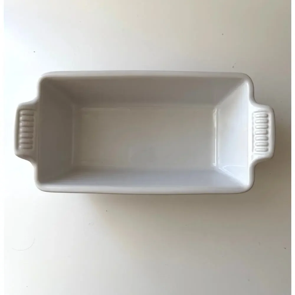 Le Creuset Stoneware Heritage Loaf Pan, 9 x 5 x 3 1.5 qt., White NWOB